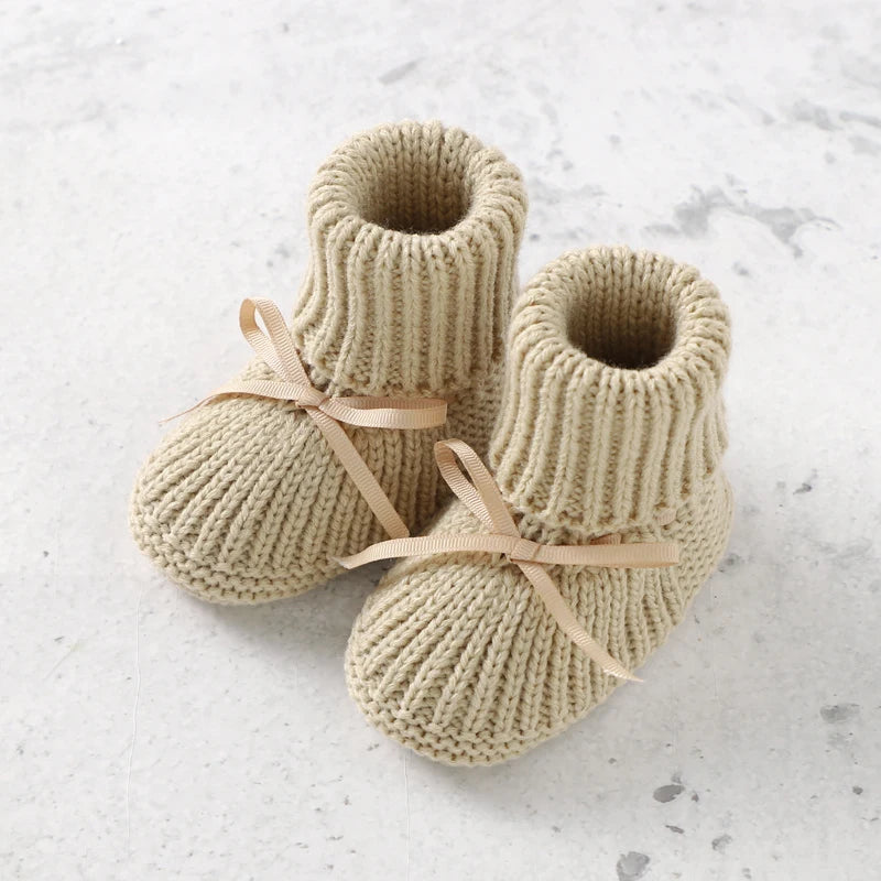 Baby Shoes + Gloves Set Knit Toddler Infant Slip-On Bed Shoes Hand Made Newborn Girl Boy Cute Boot Mitten Fashion Butterfly-Knot