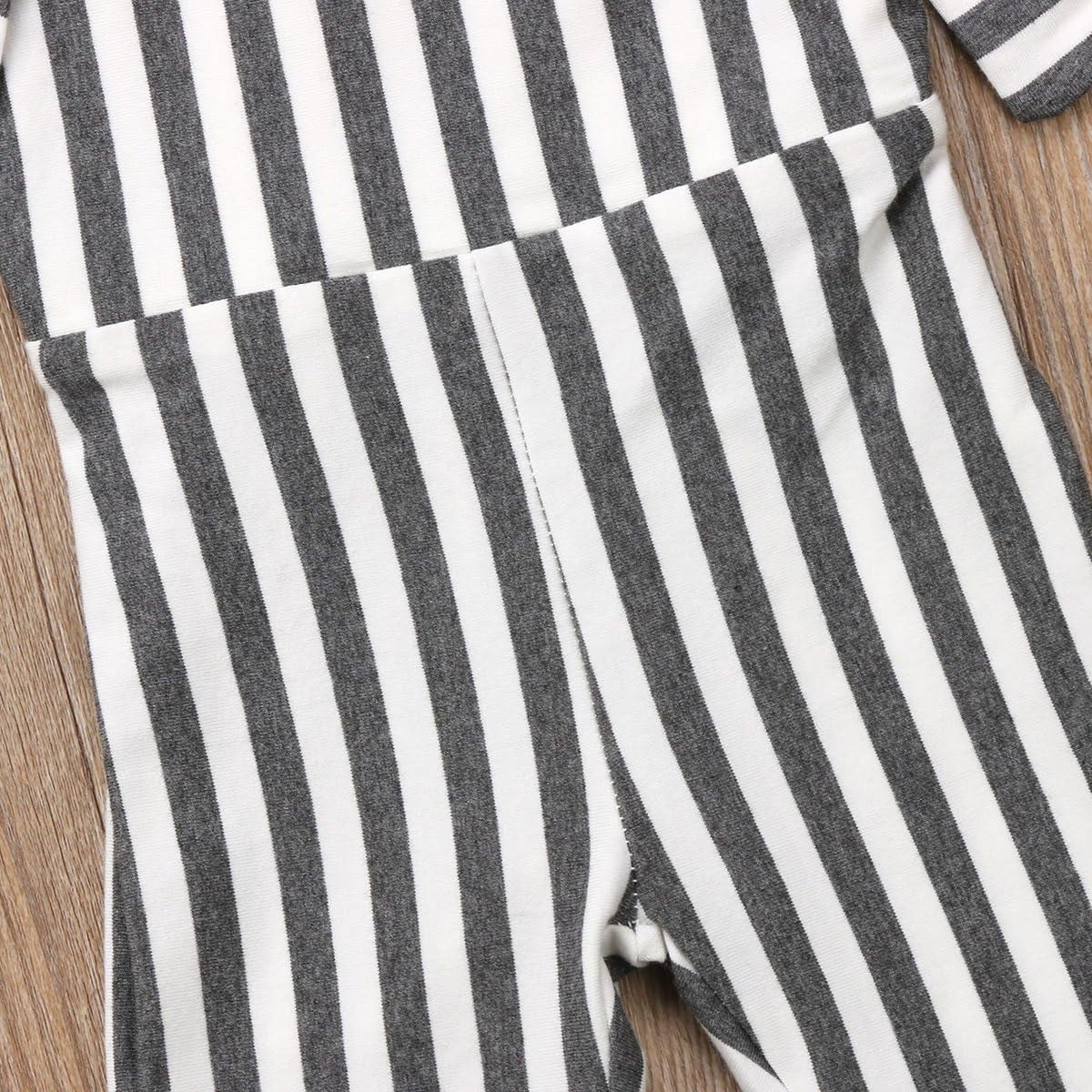 Toddler Kids Baby Girl Stripes Bell-Bottom Jumpsuit Romper Overalls Pants Outfits